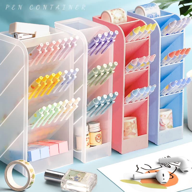 Slanted Pen Holder/Pen Holder Storage Box for Students, Desktop Pen Box, Pen Bucket Display Rack, Pen Storage for Offices