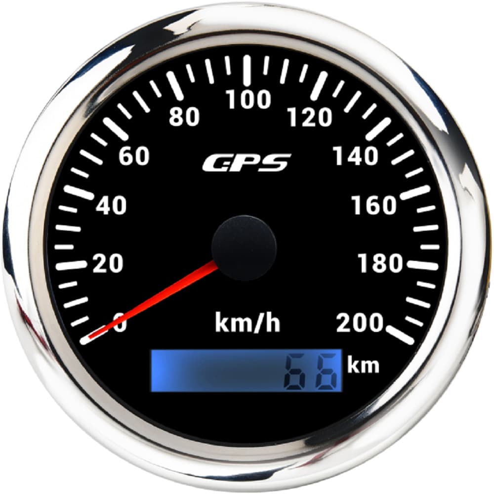 Car RV Motorcycle GPS Speedometer 85mm Odometer Speedometer KM/H with Multi-Color Light 12V 24V