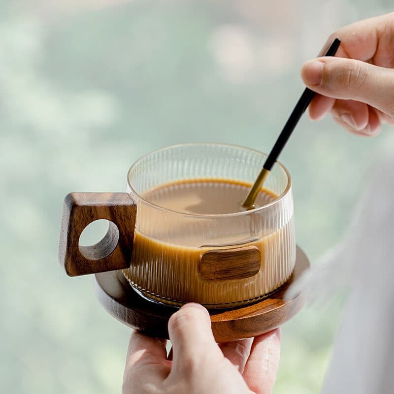 Coffee Cup Set, Tea Infuser Cup, Office Cup, Light Luxury Vintage Glass Water Cup