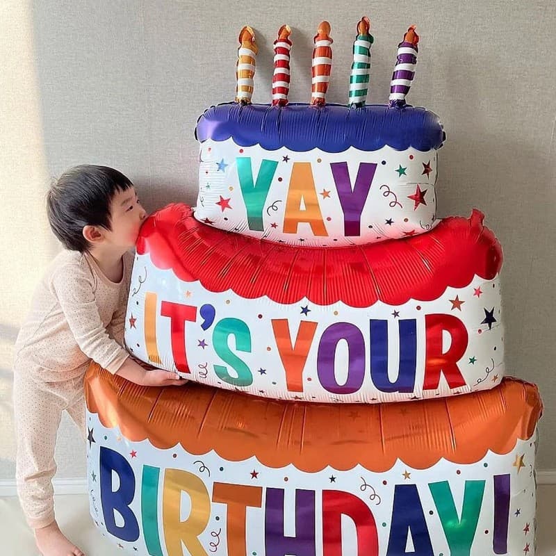 Three-layer cake balloon children's baby birthday party decoration ins scene dress up photo props