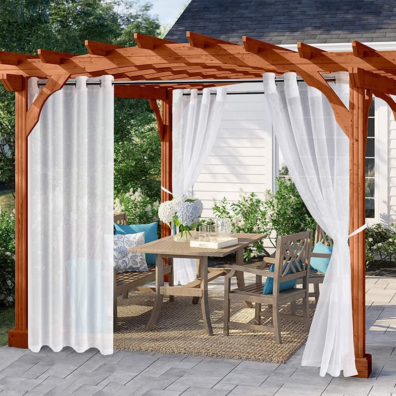 Foreign trade outdoor waterproof curtains and windows cross-border Amazon modern pavilion balcony sunshade and sunscreen white gauze curtain finished product