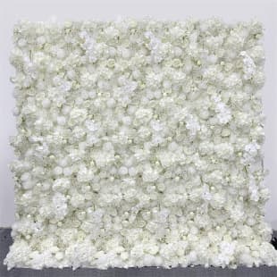 White Fabric Base Flower Wall Background Artificial Flowers Photo Shoot Background Wedding Decoration Wall