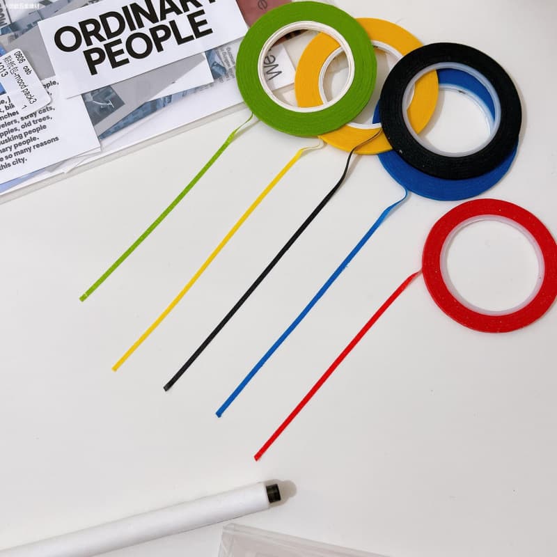 2mm Colorfulful Ultra-Fine Tape Korean Ins Simple Style Handbook Material Pull Strip Handbook Tape