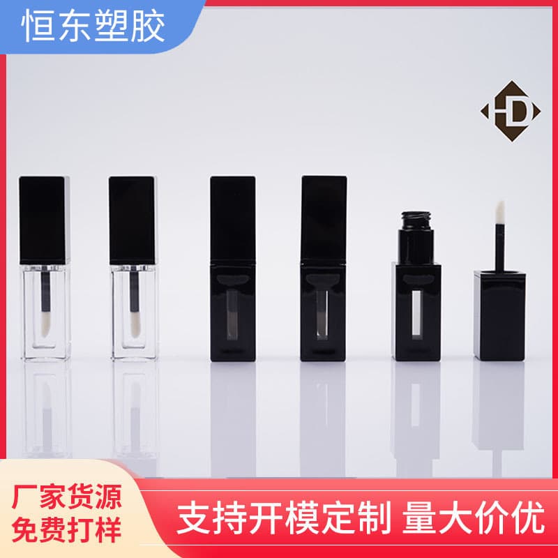 Square hollow laser-engraved lip glaze bottle, lip glaze tube packaging material, black lip gloss empty bottle