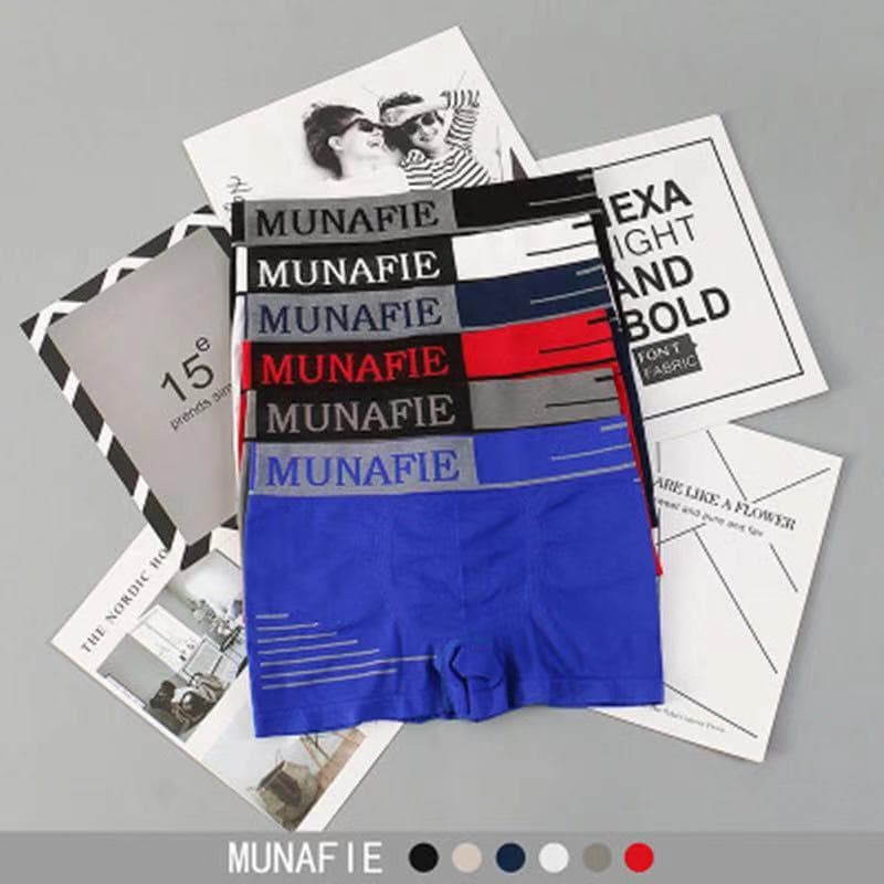 MUNAFIE Men's Breathable Comfortable Letter Print Boxer Shorts Elastic Waist Briefs Short Bottom Home Underwear