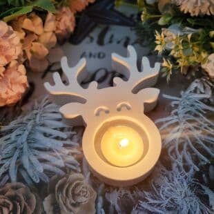 S0881 Christmas Reindeer Candle Holder Decorative Cement Plaster Mold DIY Silicone Mold