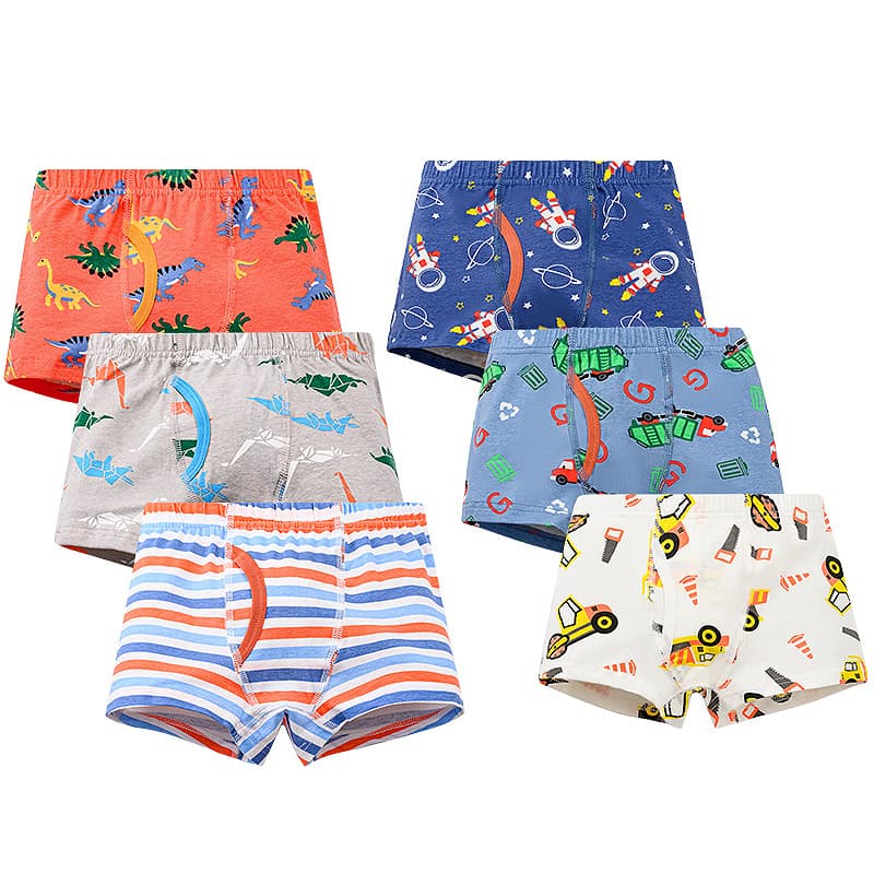 Cross-Border Cartoon Children's Underwear Boys Cotton Front Opening Boxer Briefs Boys Underwear Pure Cotton European and American Style Medium and Large Children's Underwear