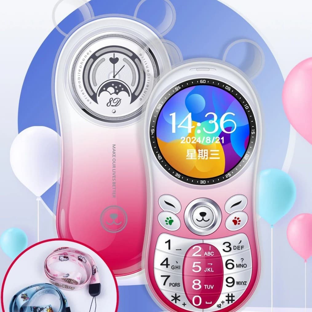 Milele A8 Pleasant Goat All-Network 4G Kids GPS Mini Small Phone, Round Screen Keypad Feature Phone, Ladies' Model