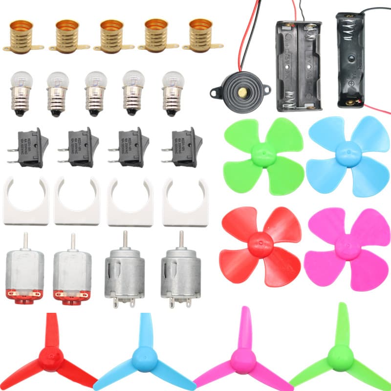 Foreign Trade Circuit Electronic Kit - Bulb, Motor, Battery Case, Buzzer, Propeller, Robot Toy Parts DIY