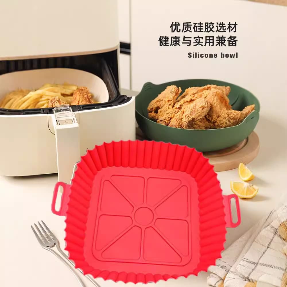 Cross-border Air Fryer Silicone Baking Bowl Foldable Home Microwave Oven Baking Bowl High Temperature Resistant Oven Tray Baking Pan