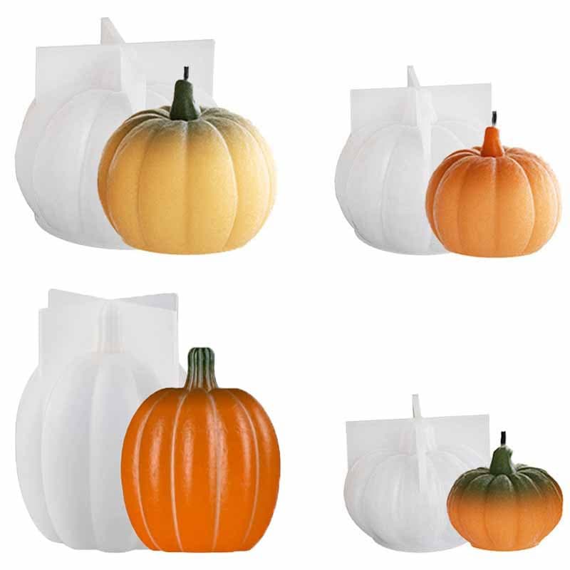 3D Pumpkin Scented Candle Silicone Mold Halloween DIY Large, Medium, and Small Realistic Pumpkin Resin Ornaments Wholesale