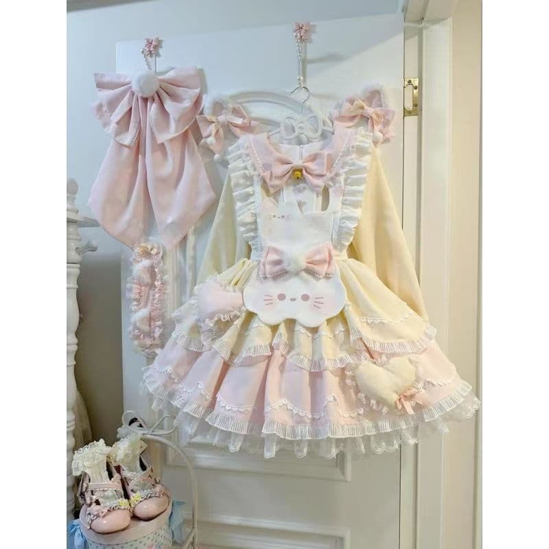 Sweet Tea Girl Lolita Sweet Tea Cat Kawaii Cat Lolita OP Sweet Fresh Princess Dress