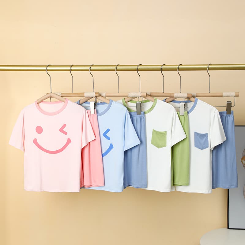 Children's Short Sleeve Set Modal Summer Thin Pajamas for Boys and Girls T-Shirt Air Conditioning Homewear