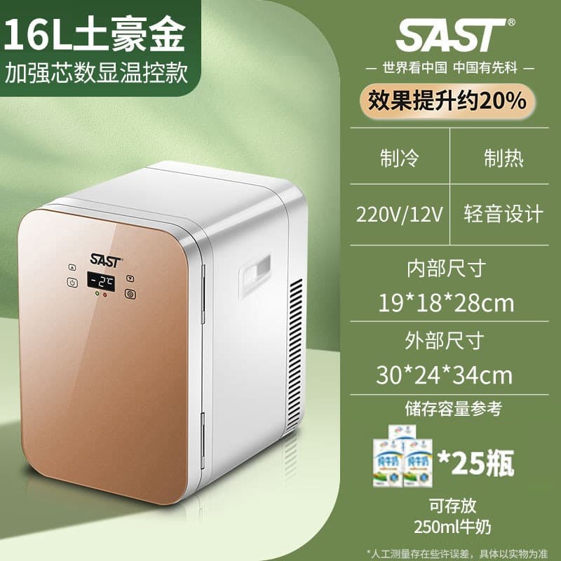 SAST Car Mini Fridge, Compact Dormitory Rental Small Breast Milk Storage Cooler, Dual Use for Car and Home