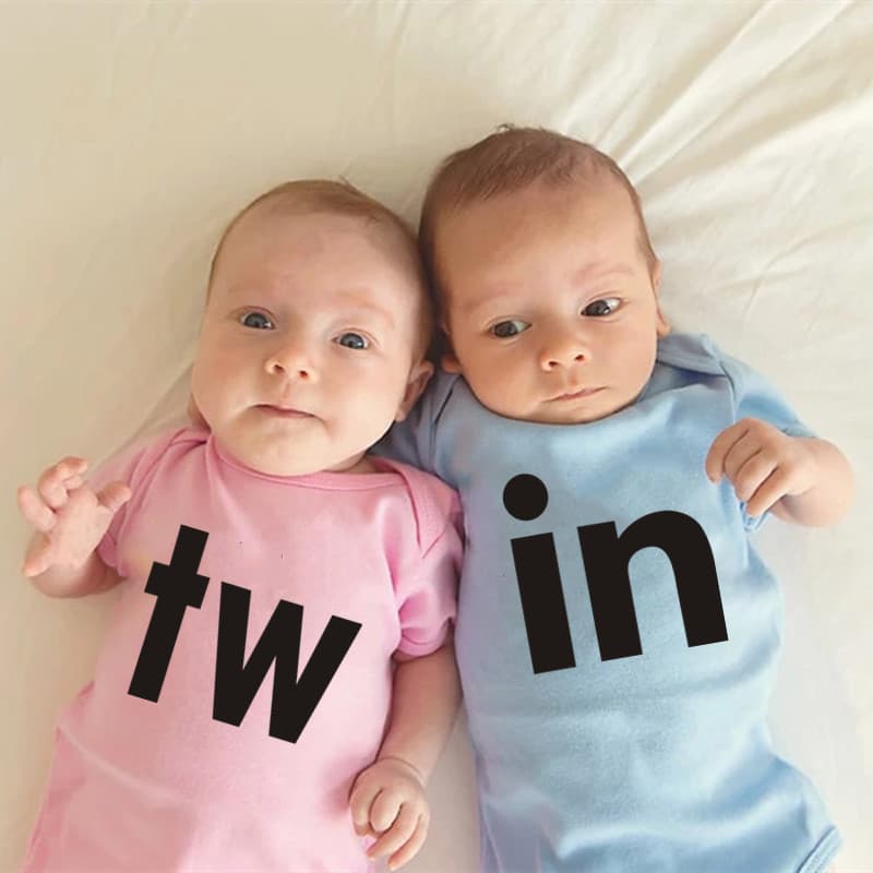 AliExpress Hot Selling Pure Cotton Baby Crawling Suit Letter Twin Printed Baby Twin Jumpsuit