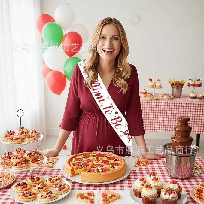 Amazon Pizza Themed Expectant Mother Straps Red Gender Reveal Baby Shower Party Decoration Supplies