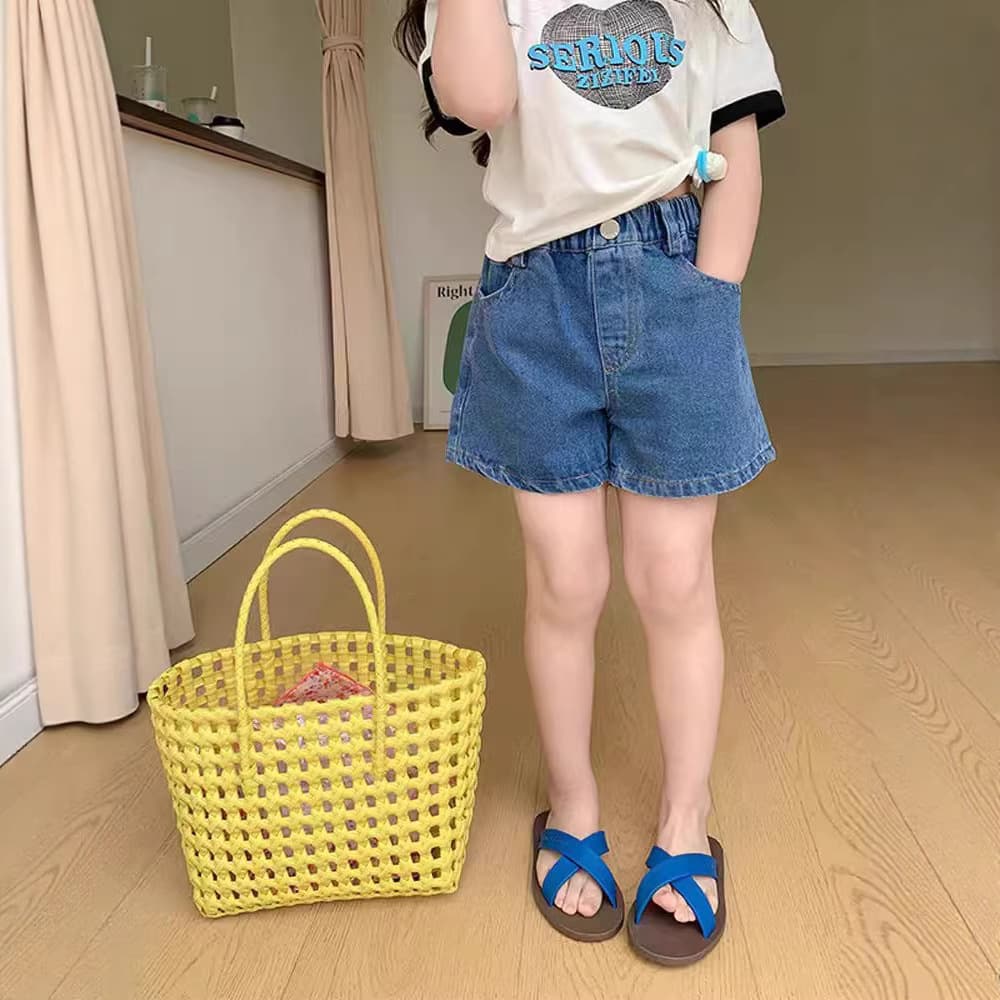 2026 Kids Denim Shorts Summer Thin Girls Baby Stylish Korean Style Casual Hot Pants Summer Five-Point Pants