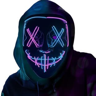 New EL Glowing Mask Nightclub Bar Halloween Cheering Prop Mask Black V Dual Color Cold Light Mask