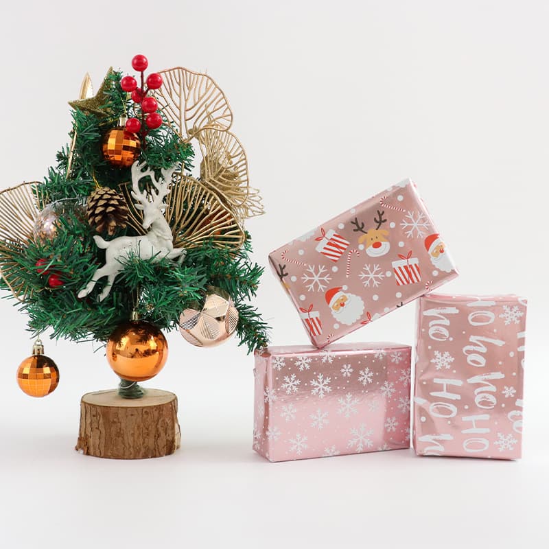 Cross-border Christmas Aluminum Coated Wrapping Paper Party Wrapping Paper American Retro Gift Wrapping Paper Christmas Wrap