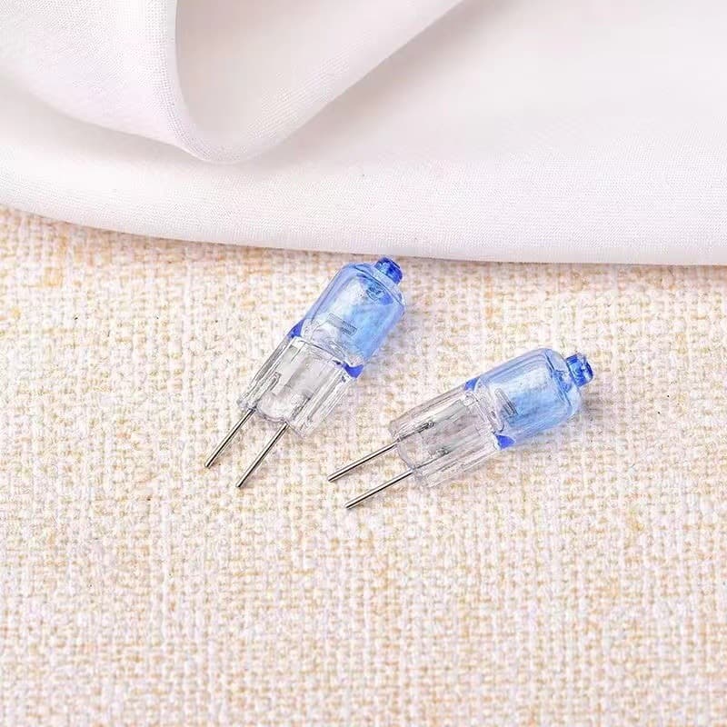 12V G4 Low Voltage Halogen Lamp Bead Aroma Lamp 5W 10W 20W 35W Pin-Type Crystal Bulb Two-Pin Plug Bulb Blue Coated