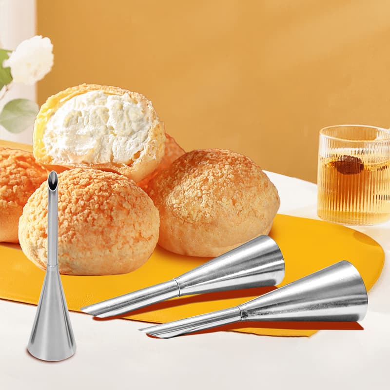 Puff Nozzle 304 Stainless Steel 3-Piece Set Baking Tool Kit Cake Cream Applicator Multi-National Compatible Nozzle