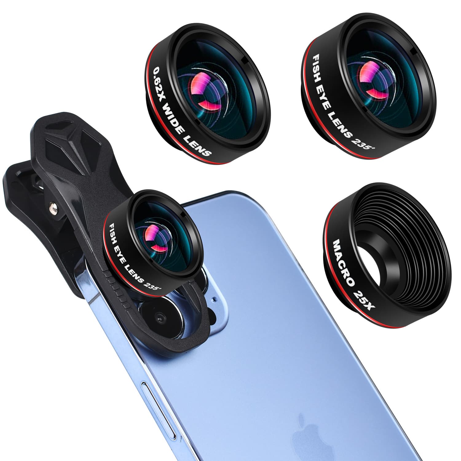 Feist 03 Cross-border Multi-function Phone Lens 3-in-1 Independent Wide Angle Macro Fisheye Camera Lens
