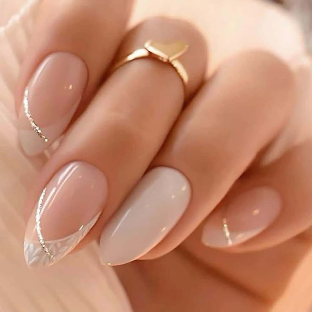 Cross-border trade nail art, fresh and versatile, line dot almond teardrop shape finished wearable nail tips wholesale