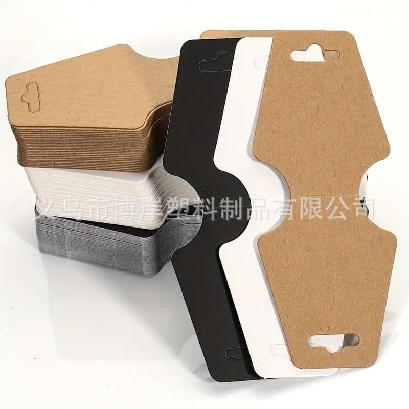 Blank Paper Card Necklaces Bracelets Folded in Half Elastic Band Display Cards 5x12cm Card Head Jewelry Packaging Supplies