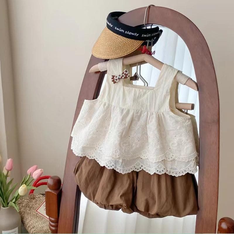 (In Stock) Baby Clothes Summer Super Stylish Girl Vest Doll Top Separate Set Baby Girl Fashionable Outfit