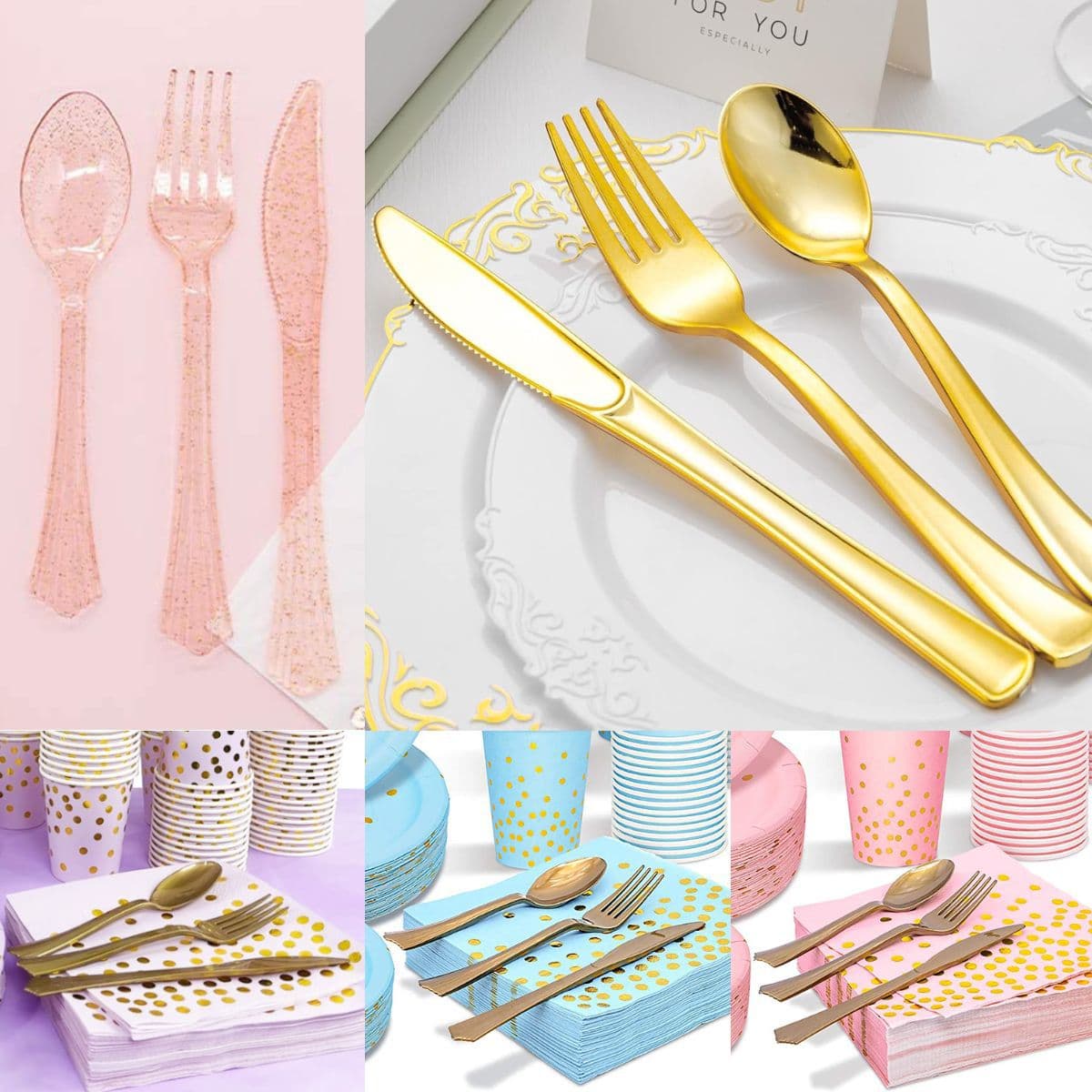 Cross-border thickened disposable gold-plated plastic cutlery, birthday party decoration supplies, cakes and Western food 25/pack