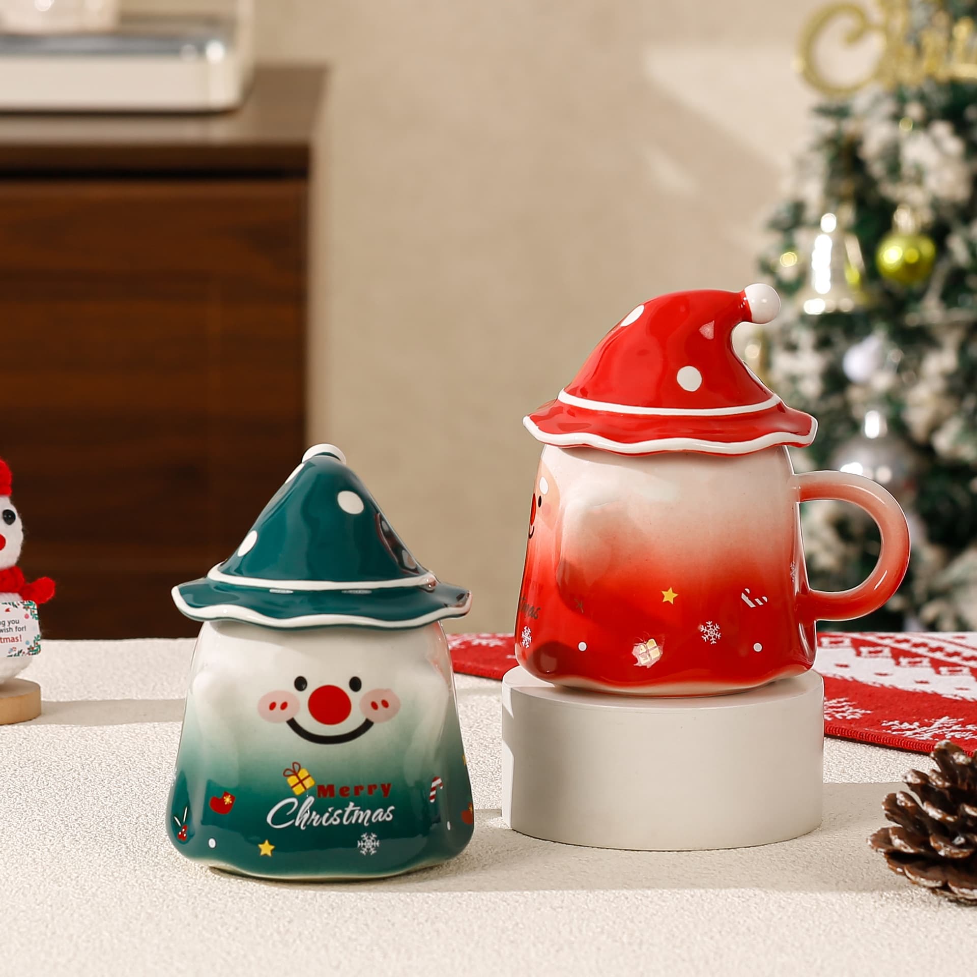 Halloween Elf Magic Cup with Lid Cup Mug Christmas Cute Water Cup Halloween Ceramic Cup Gift