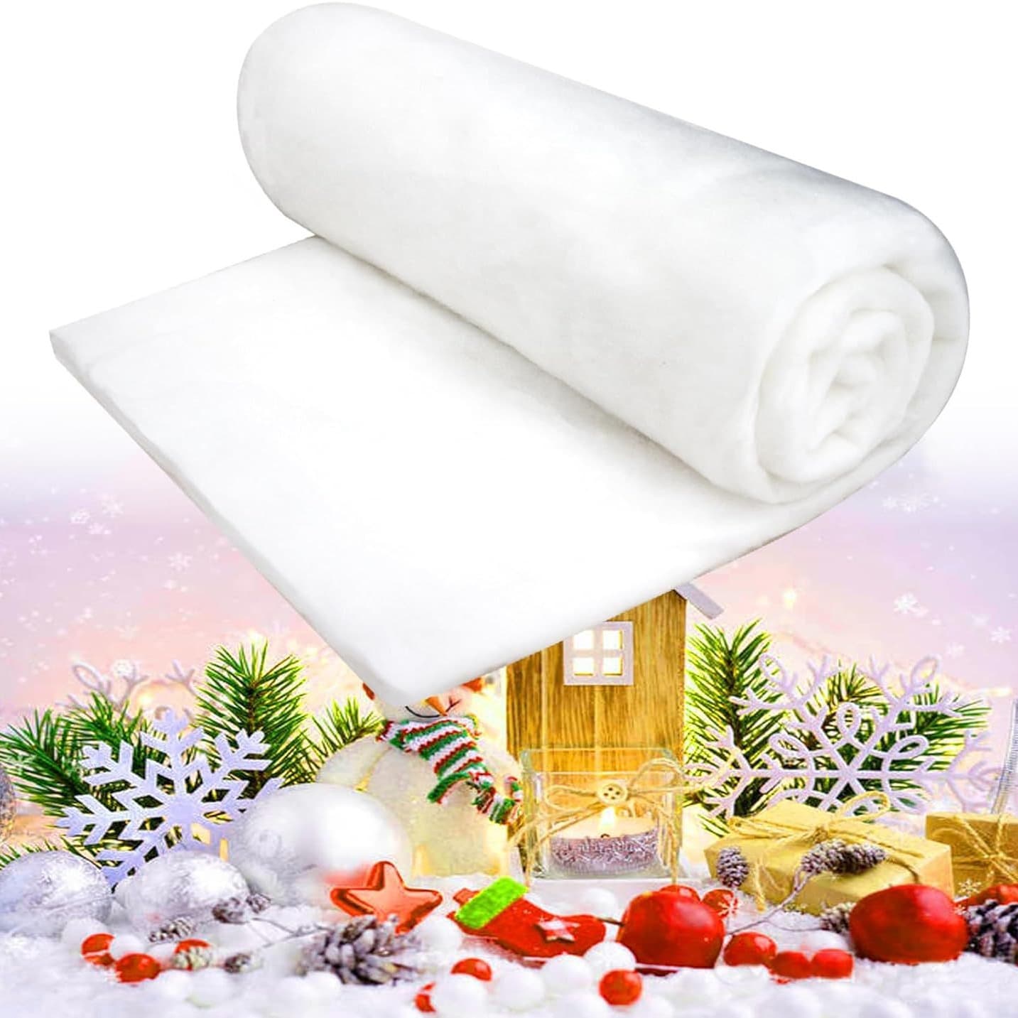 Snow Blanket 90*240CM Artificial Snow Blanket Fake Snow Roll Snow Cotton Christmas Snow Carpet Fluffy Snow