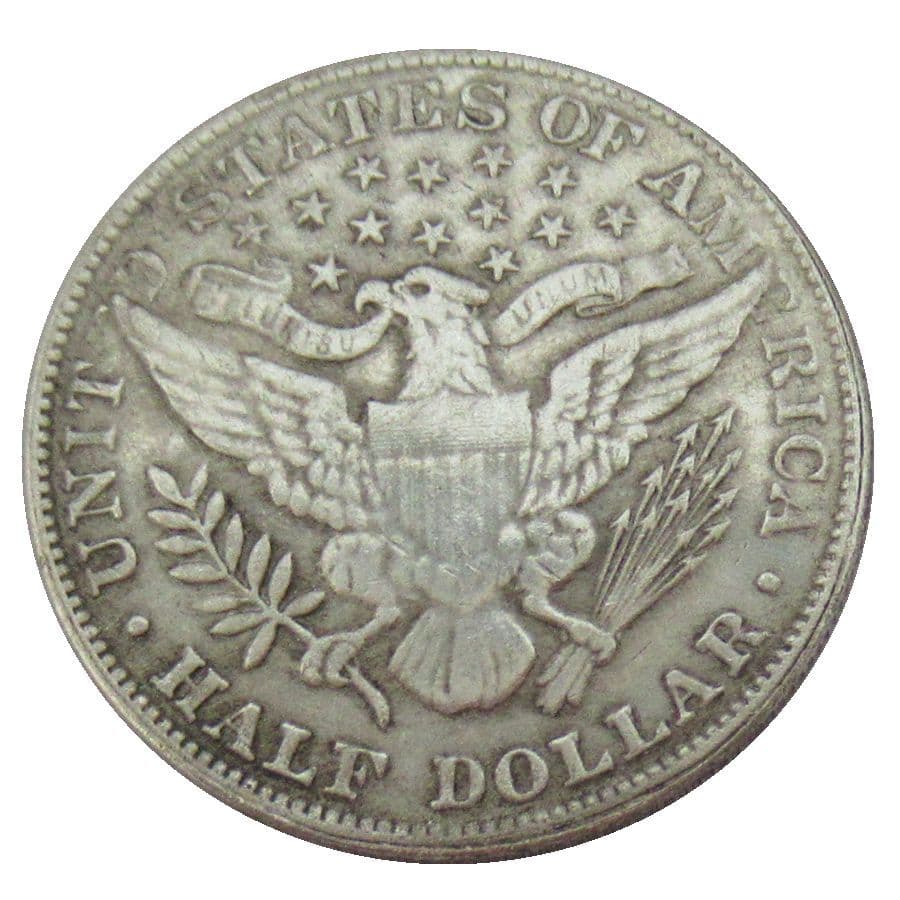Vintage Replica Barber Half Dollar 1892-1916 Unmarked Brass Silver-Plated Commemorative Coin