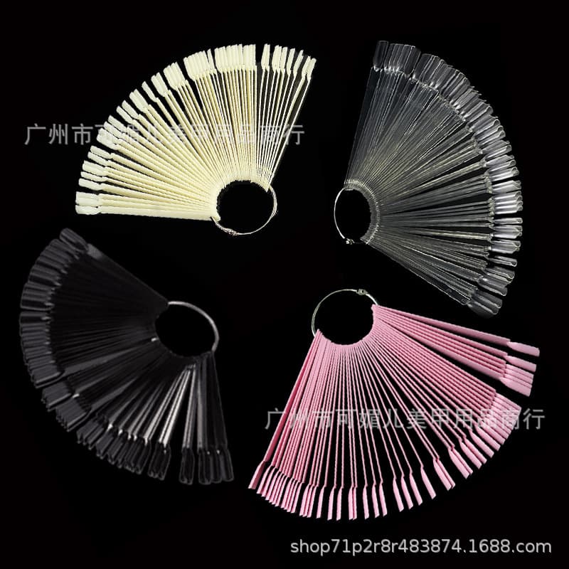 Cross-border manicure tools 50-piece fan-shaped nail polish swatches Fan-shaped manicure display color card nail polish gel color
