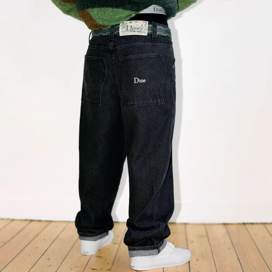 Dime BAGGY Straight-Leg Loose Fit Pure Cotton Denim Shorts with Embroidery - Skateboard Streetwear Brand