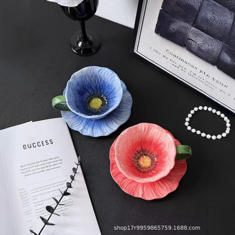Luxury Floral Coffee Cup Ceramic Exquisite Women's Personal Mug High-End Unique Cup and Saucer Set