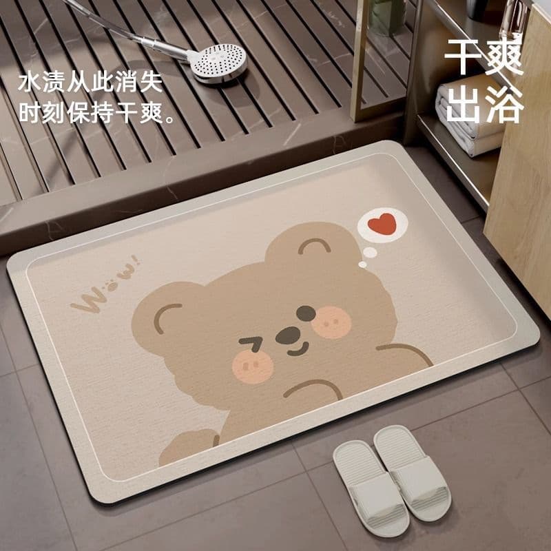 Diatomaceous earth absorbent mat, bathroom mat, non-slip, quick-drying toilet mat, bathroom door mat