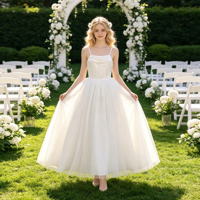 European and American Girls Formal Dress Light Luxury Niche Cross-Border Birthday Princess Dress Flower Girl Wedding Teen Piano Performance Costume