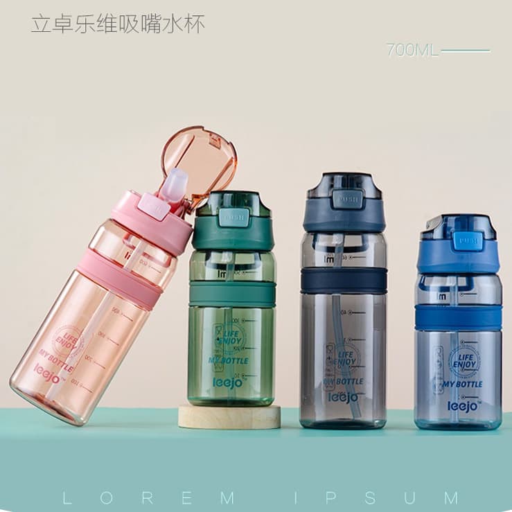 Large Capacity Personalized Plastic Cup Sports Outdoor Leak-Proof Portable Canteen Unisex Student Water Bottle Adult Straw Cup