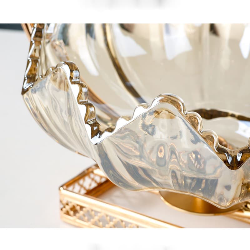 Cross-border wholesale European-style metal glass fruit bowl, home living room dried fruit candy jar snack plate, light luxury