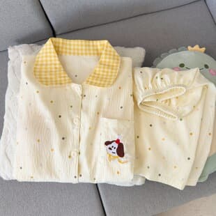 Pajama Set with Padded Bra for Women, Summer Sweet and Cute Cartoon Student Short Sleeve Shorts, Wearable Out Loungewear Set