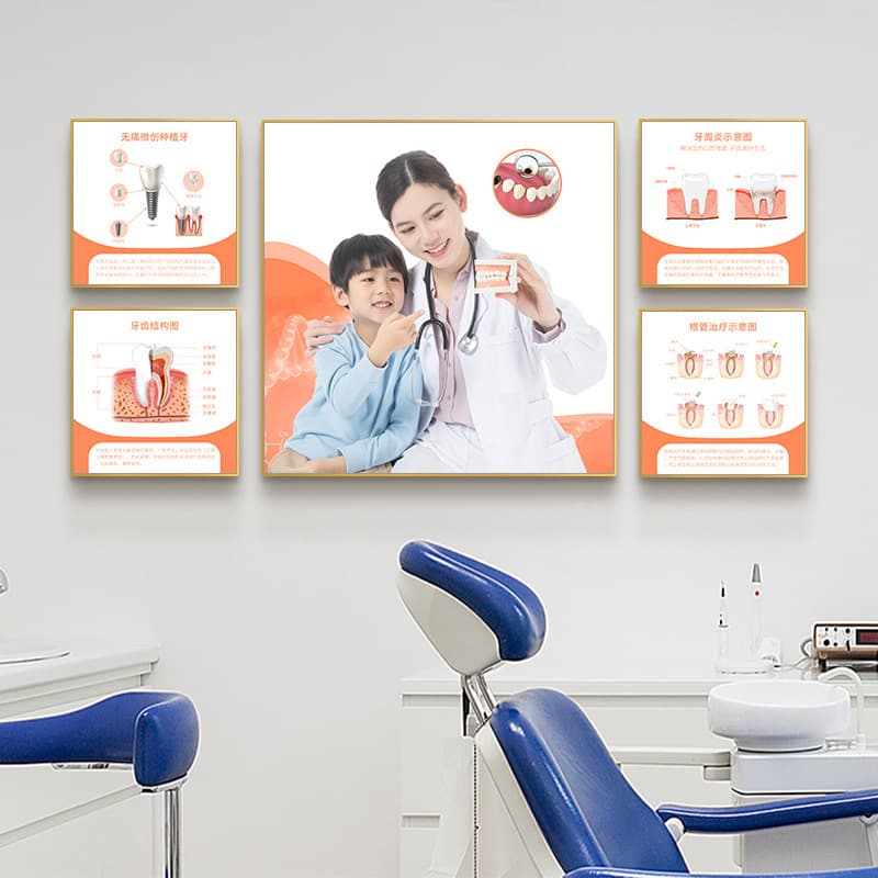 Dental Clinic Wall Art Decorative Painting Poster Set Aluminum Alloy Frame