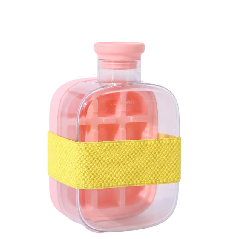 Trendy COOL Ice Cube Tray with Touch-Free Press-Release Ice Mold, Outdoor Straw Cup for Fitness Drinks & Ice Bucket