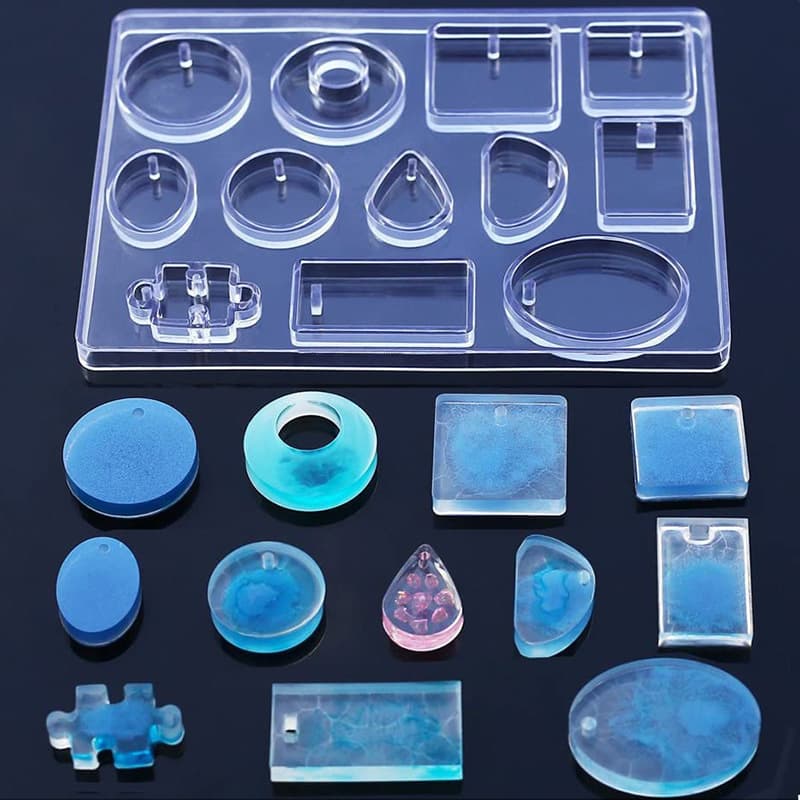 Cross-border DIY Necklace Resin Mold, Handmade Jewelry Teardrop Oval Puzzle Pendant with Hole Silicone Mold Wholesale