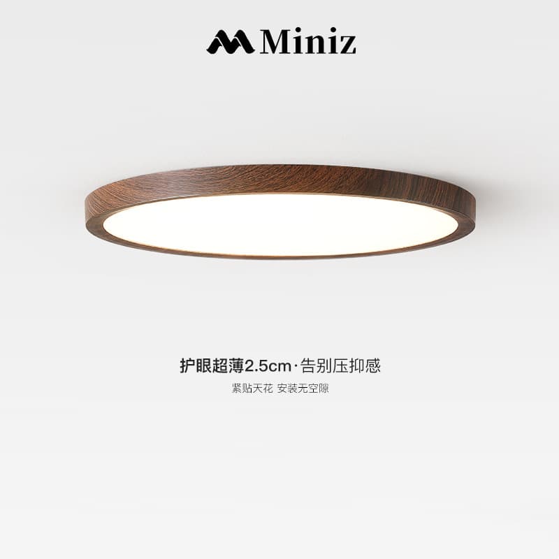 Japanese-style ceiling light, vintage minimalist ultra-thin walnut wood, suitable for rooms, balconies, hallways, studies, and master bedrooms.