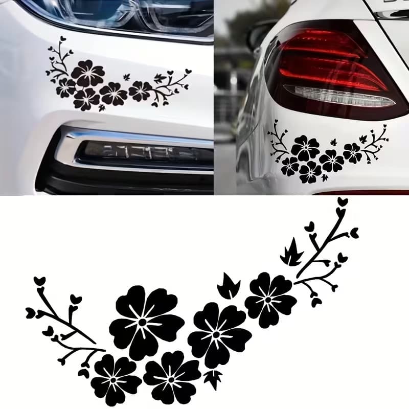 Foreign trade hot-selling cherry blossom flower car stickers flower vine car decoration stickers hibiscus flower body car stickers light eyebrow decals