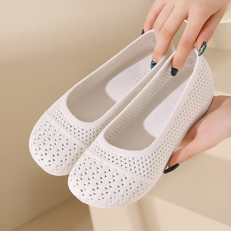 Women's summer sandals, mesh shoes, women's polyurethane slip-on beanie shoes, fly-woven work shoes, breathable and non-tiring cloth shoes, drop shipping