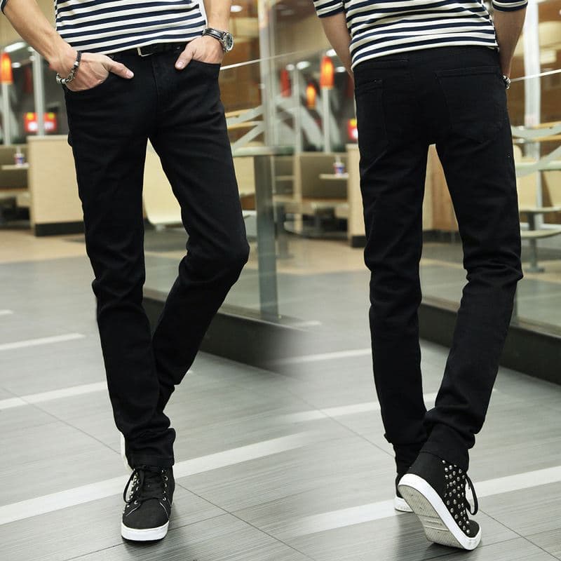 2023 Spring/Summer Thin Stretch Men's Jeans Casual Black Pants Student Korean Style Black Skinny Fit
