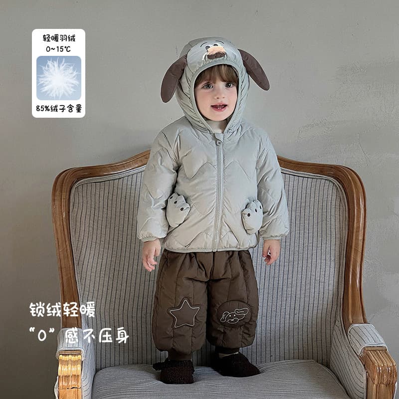Baby Down Jacket Cute Winter Hooded Coat for Boys Children's Warm 90 White Duck Down Top Winter Clothing Class A