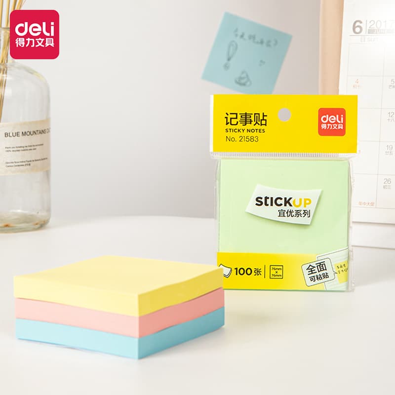 Deli 21583 Yiyou Series Simple Sticky Notes for Students Office Notebook Memo Pads 100 Sheets